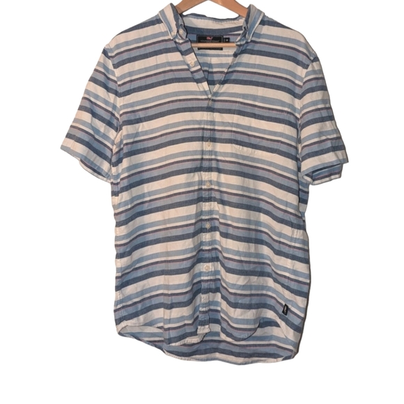Vineyard Vines Other - Vineyard Vines Slim Fit Murray Cotton Linen Button Down Casual Shirt Blue Pink